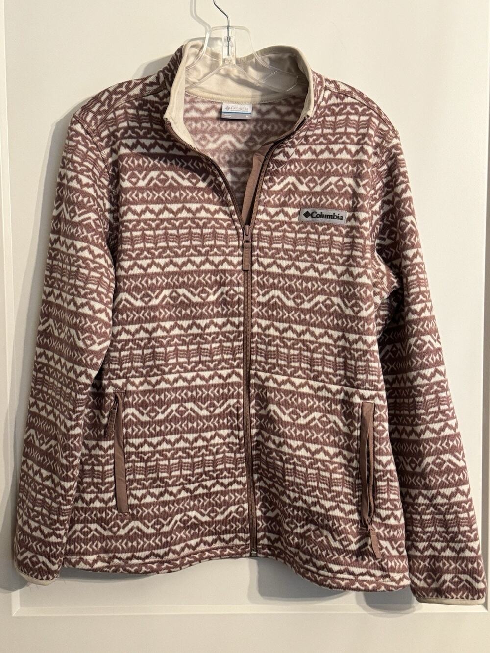 Columbia Women's Sweater Weather Geometric Printed Full Zip Sz M Gorpcore Prep
